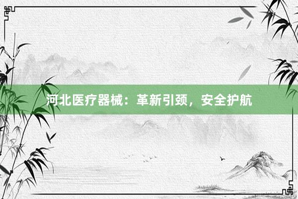 河北医疗器械：革新引颈，安全护航